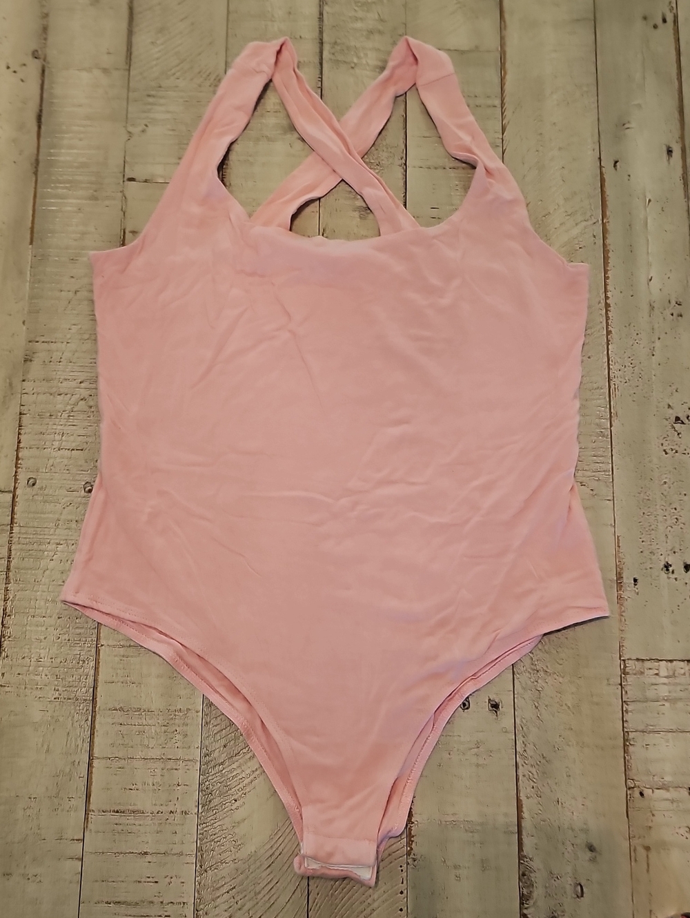 Light Pink Cross-Back One-Piece Bodysuit Butter Soft